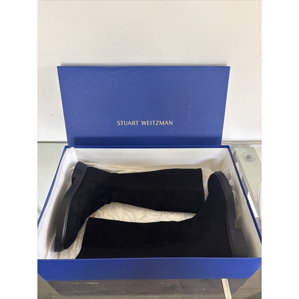 stuart weitzman Tall Black Suede Boots Half-And-Half Material Size 7B